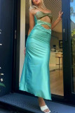 Street Color Block Contrast Strapless Pencil Skirt Dresses