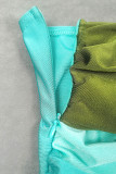 Street Color Block Contrast Strapless Pencil Skirt Dresses