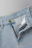 Street Butterfly Print Make Old Patchwork Mid Waist Loose Denim Jeans