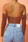 Sexy Solid Fold Asymmetrical Off the Shoulder Tops