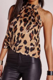 Sexy Print Pierced Halter T-Shirts