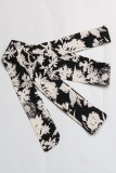 Elegant Print Patchwork V Neck A Line Dresses