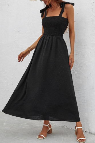 Sweet Elegant Print Frenulum Square Collar Sling Dress Dresses
