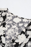 Elegant Print Patchwork V Neck A Line Dresses