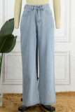 Street Butterfly Print Make Old Patchwork Mid Waist Loose Denim Jeans