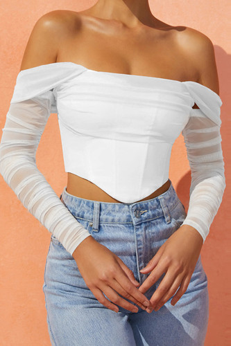 Sexy Solid Fold Asymmetrical Off the Shoulder Tops