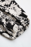 Elegant Print Patchwork V Neck A Line Dresses