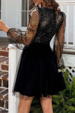 Sexy Elegant Patchwork V Neck A Line Dresses