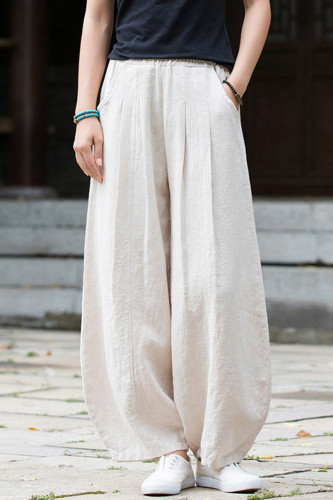 Solid Solid Color Loose High Waist Solid Color Bottoms