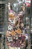 Sexy Print With Bow V Neck Loose Rompers