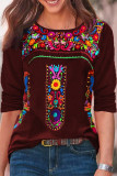 Bohemian National Totem Printing O Neck Tops