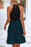 Sweet Elegant Solid Patchwork Printing Halter A Line Dresses