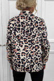 Work Elegant Color Block Printing Turndown Collar Tops