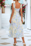 Sweet Elegant Solid Bandage Square Collar A Line Dresses