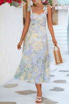 Sweet Elegant Solid Bandage Square Collar A Line Dresses