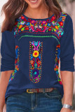 Bohemian National Totem Printing O Neck Tops