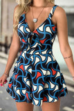 Sexy Print With Bow V Neck Loose Rompers