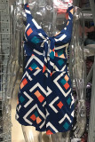 Sexy Print With Bow V Neck Loose Rompers