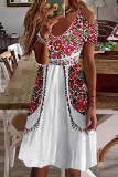 Bohemian Vintage Print Patchwork V Neck Dresses
