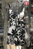 Sexy Print With Bow V Neck Loose Rompers