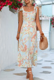 Sweet Elegant Solid Bandage Square Collar A Line Dresses