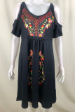 Bohemian Vintage Print Patchwork V Neck Dresses