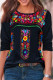 Bohemian National Totem Printing O Neck Tops