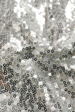 Sexy Print Sequins V Neck A Line Dresses
