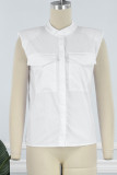 Casual Simplicity Solid Solid Color Turndown Collar Tops