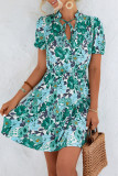 Sweet Floral Bandage V Neck Pencil Skirt Short Sleeve Dress