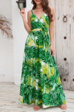 Sexy Vacation Floral Contrast V Neck A Line Dresses