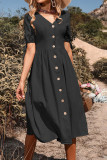 Casual Vacation Solid Bandage V Neck A Line Dresses
