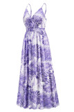 Sexy Vacation Floral Contrast V Neck A Line Dresses