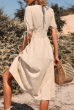 Casual Vacation Solid Bandage V Neck A Line Dresses