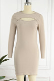 Casual Street Solid Solid Color O Neck Pencil Skirt Dresses