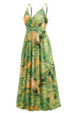 Sexy Vacation Floral Contrast V Neck A Line Dresses