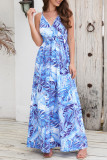 Sexy Vacation Floral Contrast V Neck A Line Dresses