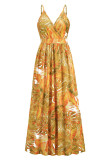 Sexy Vacation Floral Contrast V Neck A Line Dresses