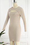 Casual Street Solid Solid Color O Neck Pencil Skirt Dresses