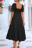 Casual Simplicity Solid Solid Color Square Collar A Line Dresses