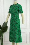 Sweet Simplicity Print Printing O Neck Irregular Dress Dresses