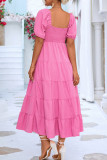 Casual Simplicity Solid Solid Color Square Collar A Line Dresses