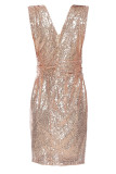 Sexy Print Sequins V Neck A Line Dresses