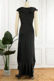Elegant Solid Flounce V Neck Irregular Dress Dresses
