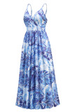 Sexy Vacation Floral Contrast V Neck A Line Dresses
