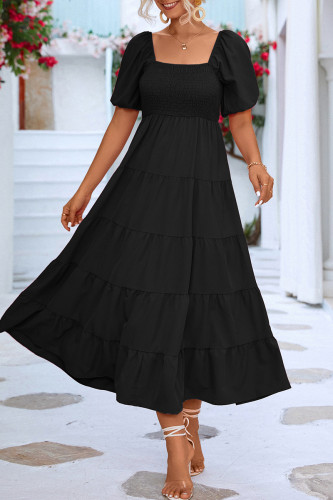 Casual Simplicity Solid Solid Color Square Collar A Line Dresses