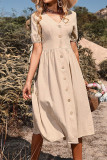 Casual Vacation Solid Bandage V Neck A Line Dresses