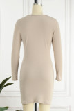 Casual Street Solid Solid Color O Neck Pencil Skirt Dresses