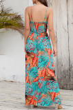 Sexy Vacation Floral Contrast V Neck A Line Dresses