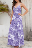 Sexy Vacation Floral Contrast V Neck A Line Dresses